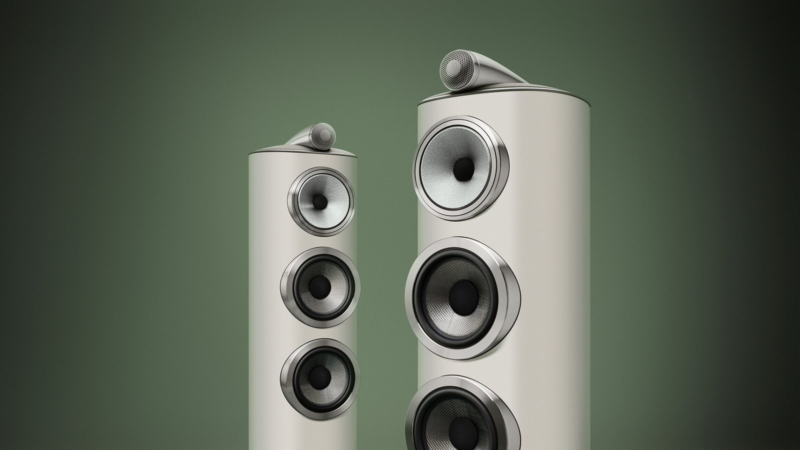 Pair of Bowers & Wilkins 804 D5 floorstanding speakers in Warm White