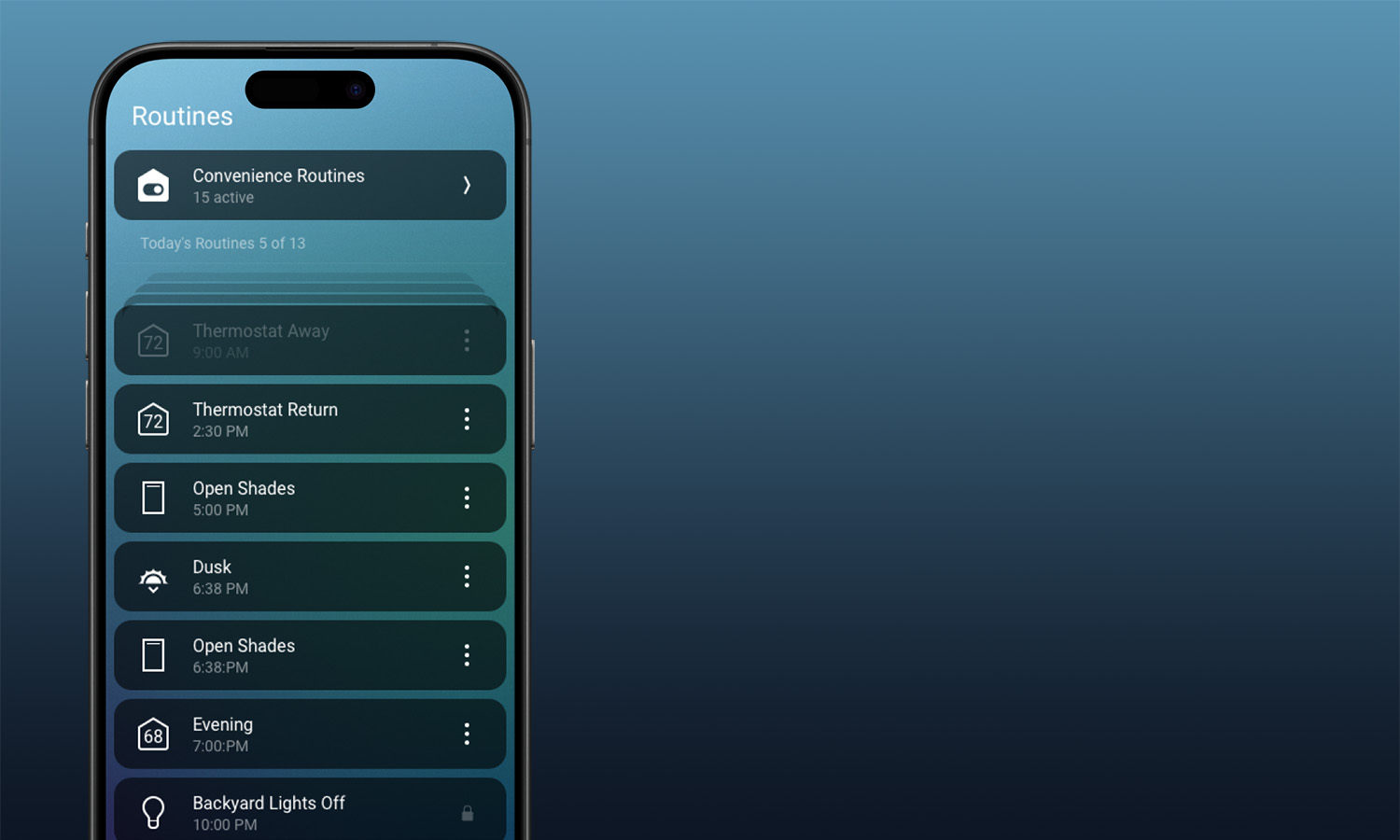 Touch Panel with control4 interface on green background